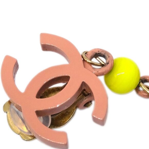 Chanel CC Dangle Earrings Pink Clip-On 03S - Picture 2 of 4